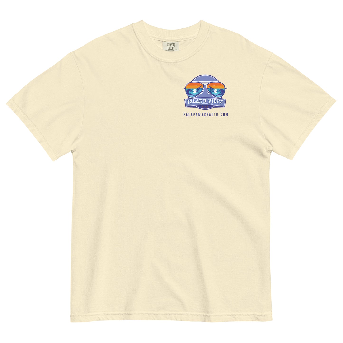 Less Talk, More Music and Island Vibes Logo 2 sided print Heavy 100% Cotton Tee - 3 Color Options