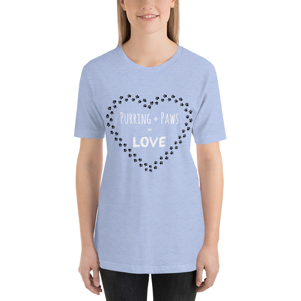 Purring + Paws = Love t-shirt light colors