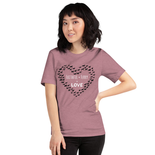 Faithful + Furry = Love  t-shirt light colors