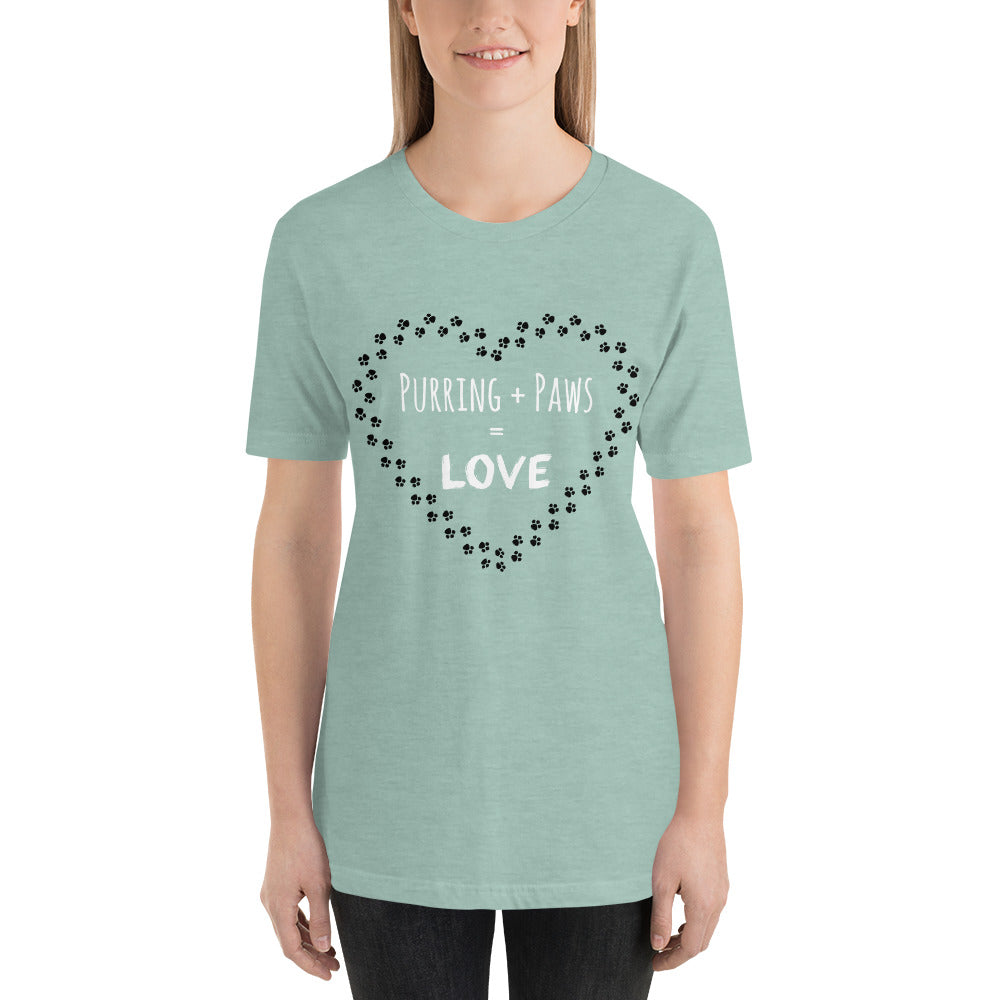 Purring + Paws = Love t-shirt light colors