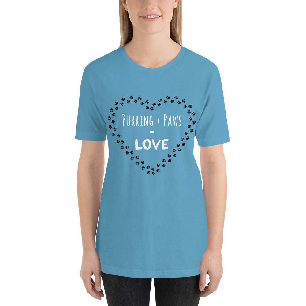 Purring + Paws = Love t-shirt light colors