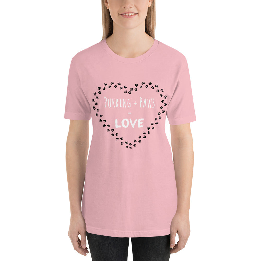 Purring + Paws = Love t-shirt light colors