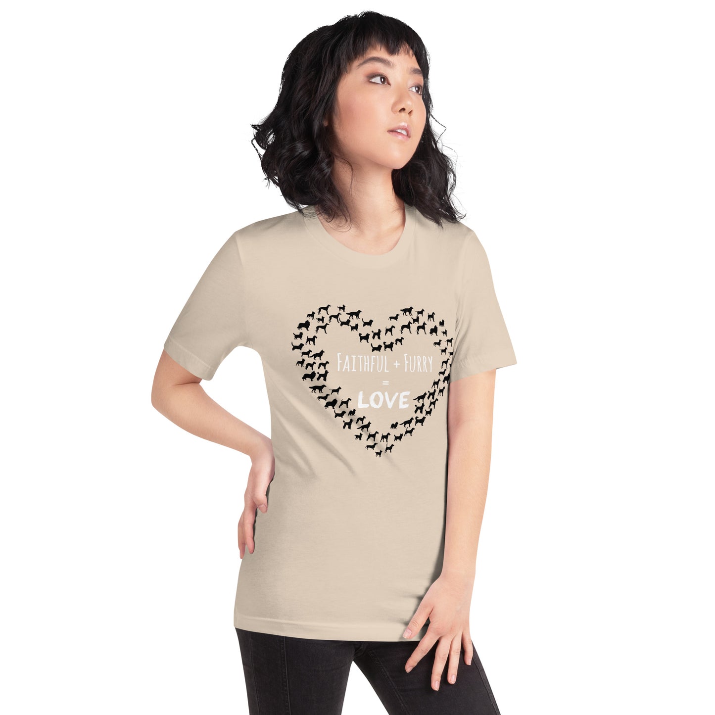 Faithful + Furry = Love  t-shirt light colors