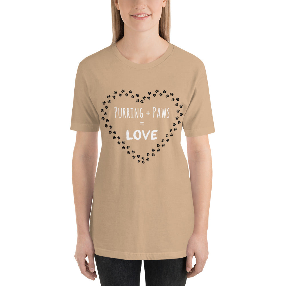 Purring + Paws = Love t-shirt light colors