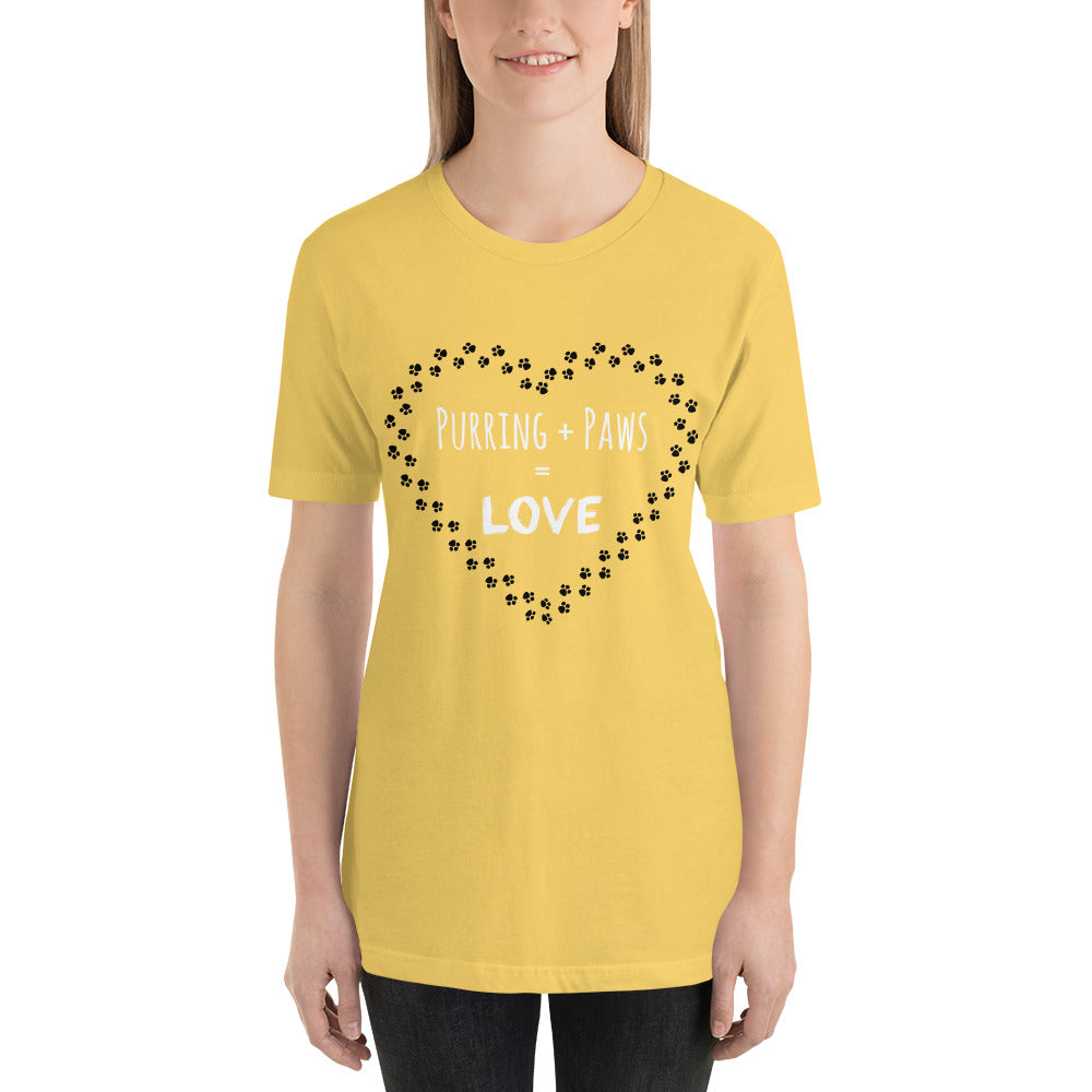 Purring + Paws = Love t-shirt light colors